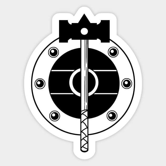 Hammer & Shield - Original Logo Banner Sigil - Dark Design for Light Fabrics Sticker by Indi Martin